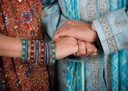police protecting newly married couple from thier family