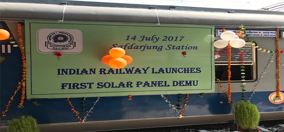 Indian railways launches first solar powered demu train
