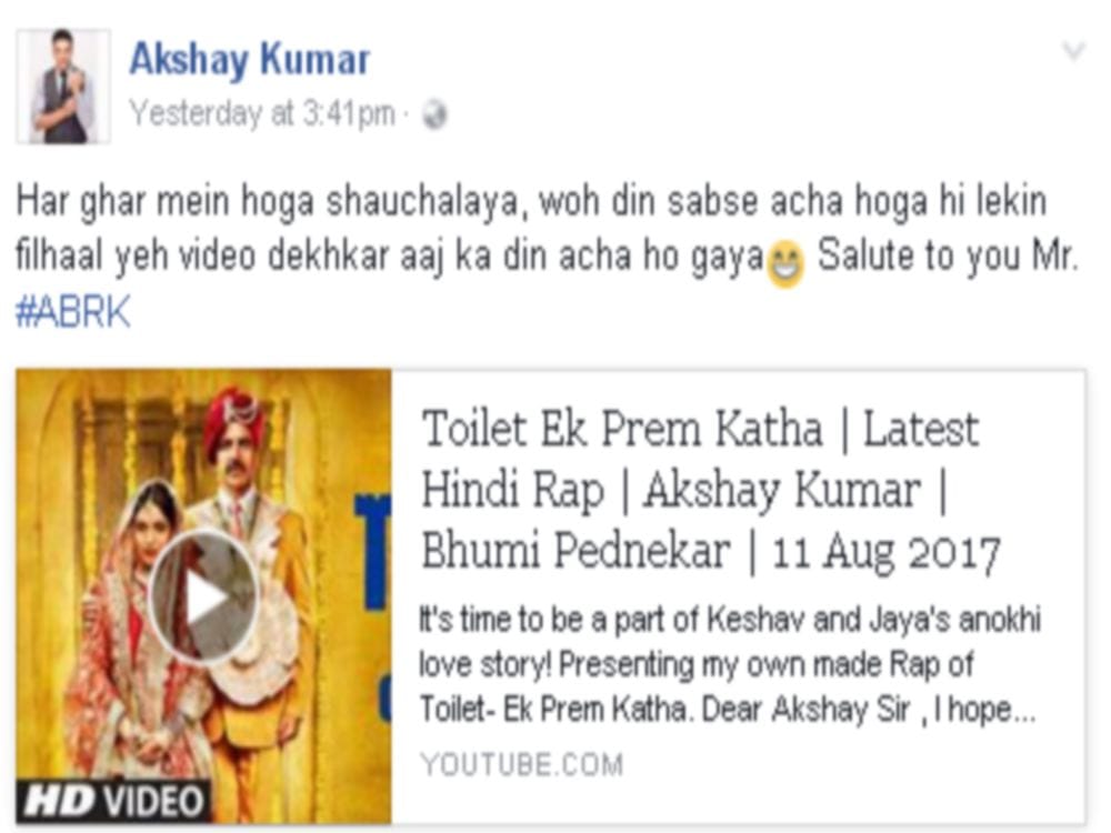 Akshay Kumar liked Toilet Rap of uttarakhand boy 