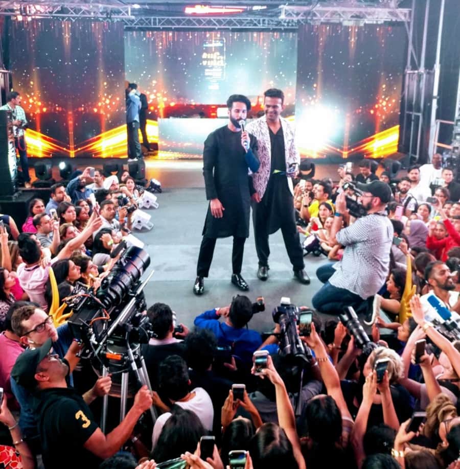 bollywood stars shahid kapoor and gulshan grover on  the stage of IIFA 2017 in new york 