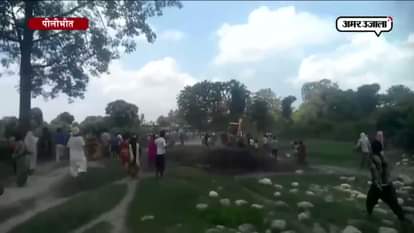 VOILENT PROTEST BETWEEN Revenue Department's team and villagers IN PILIBHIT