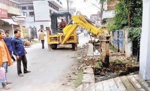 A ruckus on breaking the slab on the Nullah in Allahapur