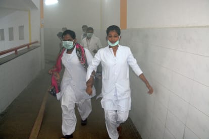 report on fire in trauma in KGMU.