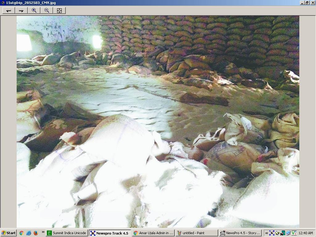 rice sacks went wet from water