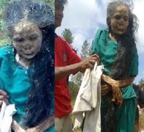 Dead women comes out from grave at Tana Toraja region of South Sulawesi in Indonesia