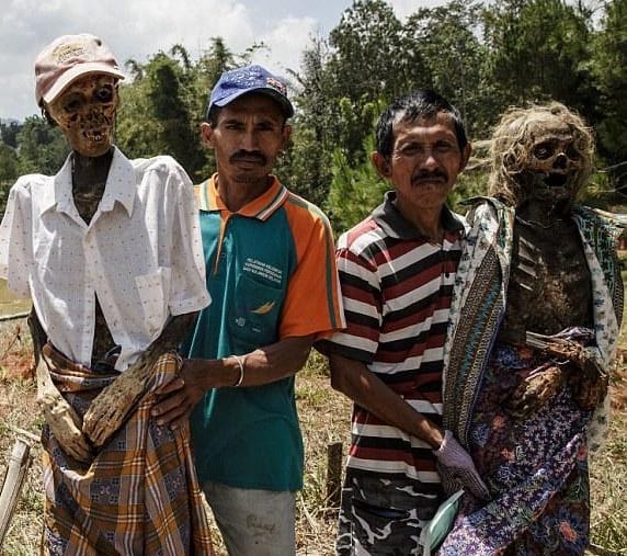 Dead women comes out from grave at Tana Toraja region of South Sulawesi in Indonesia