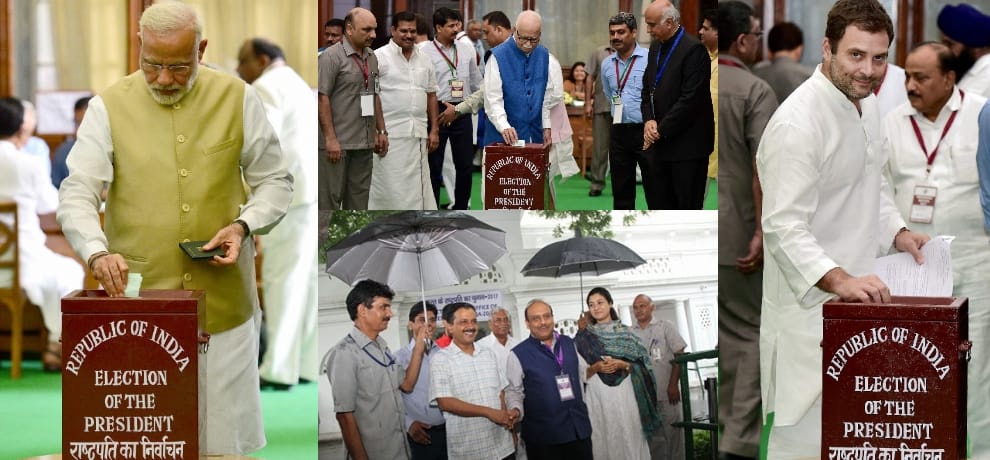 presedential election 2017 voting pictures from narendra modi to kejriwal all vote for new president