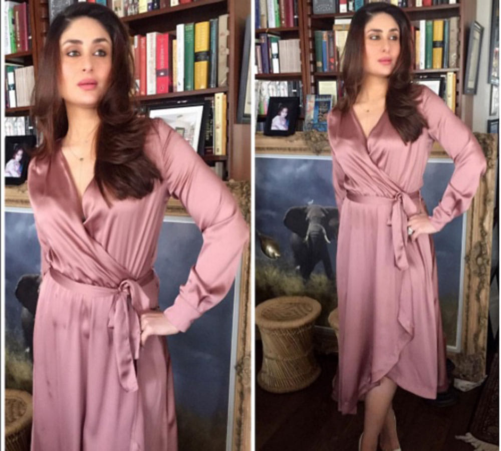 Kareena Kapoor Khan steps out in a lusty dusty pink satin dress