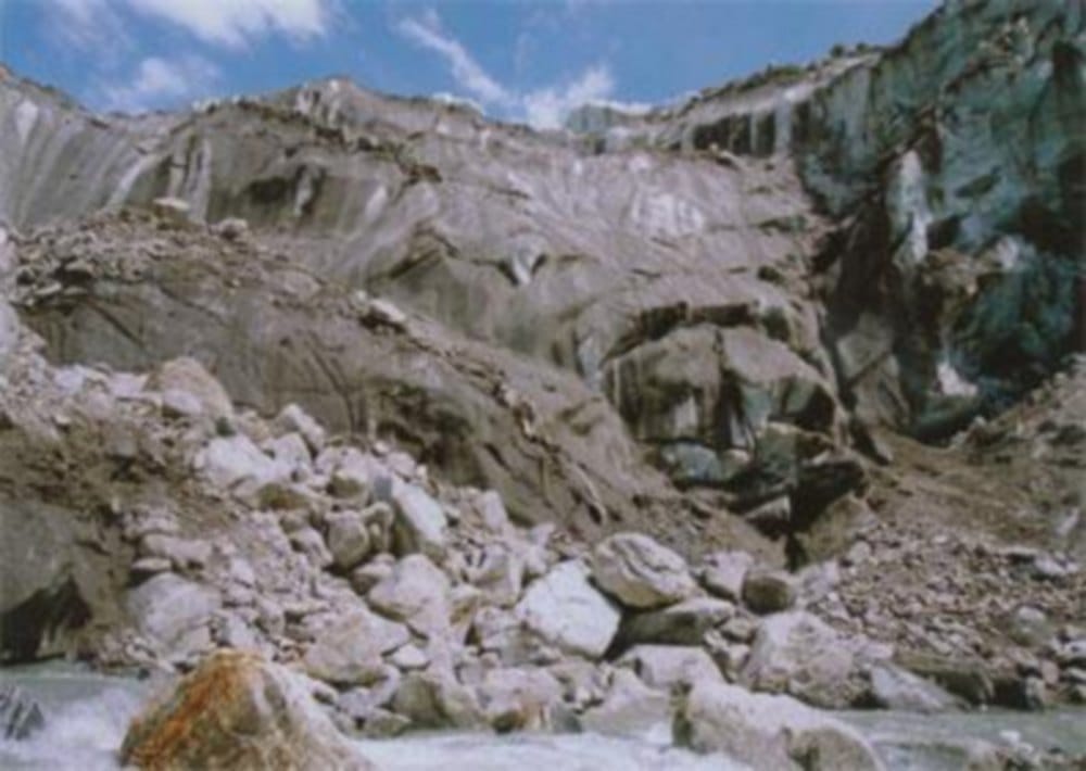 gomukh left side fallen after landslide
