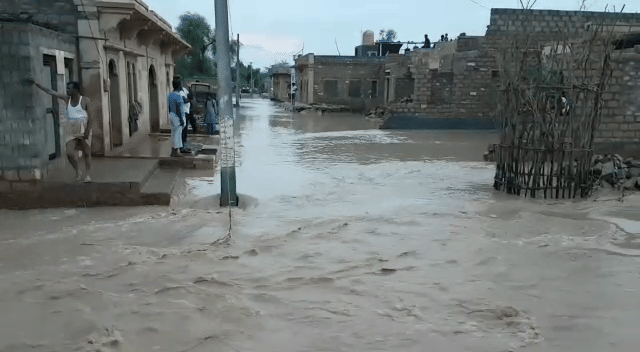heavy rainfall in jaisalmer creates flood like situation 