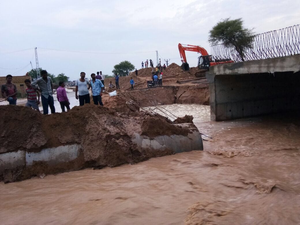 heavy rainfall in jaisalmer creates flood like situation 