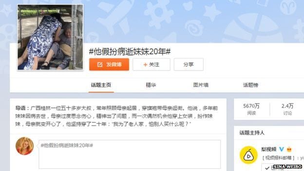 Chinese man dresses like girl since 20 years 
