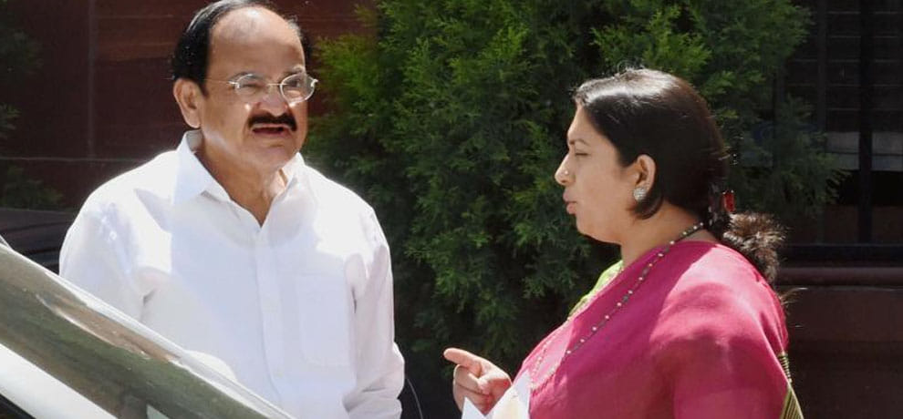 smriti irani will be handled work on information and broadcast ministry after venkaiah naidu resign