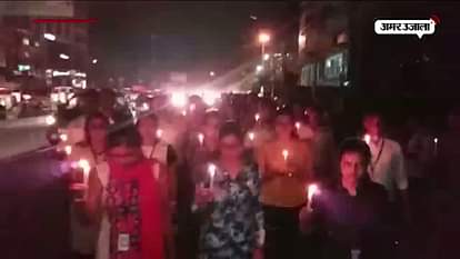 TCS WORKERS DO CANDLE MARCH IN LUCKNOW 