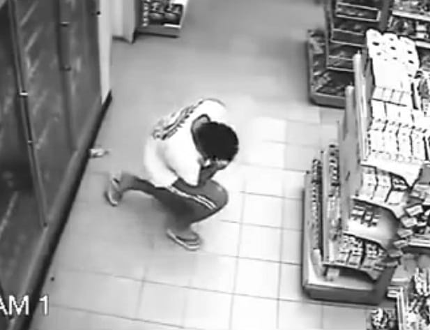CCTV Footage of man possesd by ghost in a   supermarket