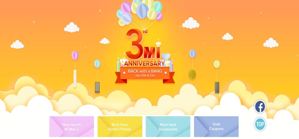 Xiaomi 3rd Mi Anniversary Sale