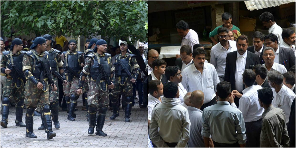 advocates are trying to attack in varanasi court, commando reach