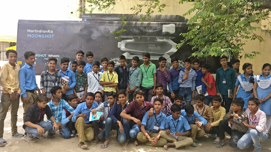 moon shot bus arrives in jaipur to show space missions to school kids 