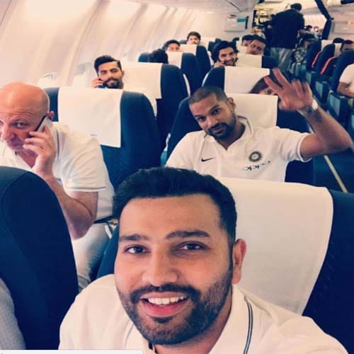 Indian Cricket team reached Srilanka palyers share selfee 