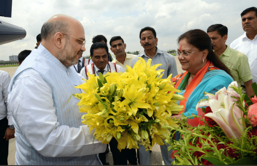 welcome of amit shah in jaipur