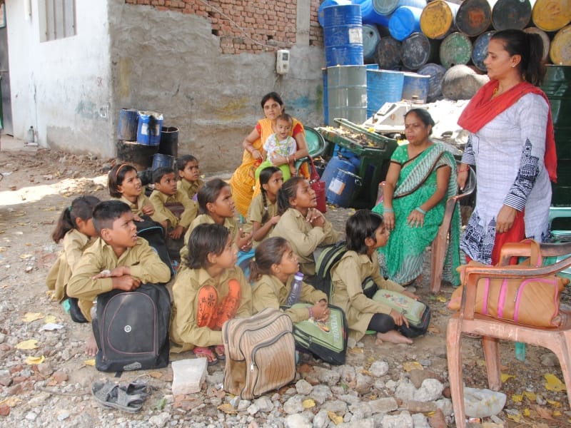 waterlogged in government primary school of agra after rain 