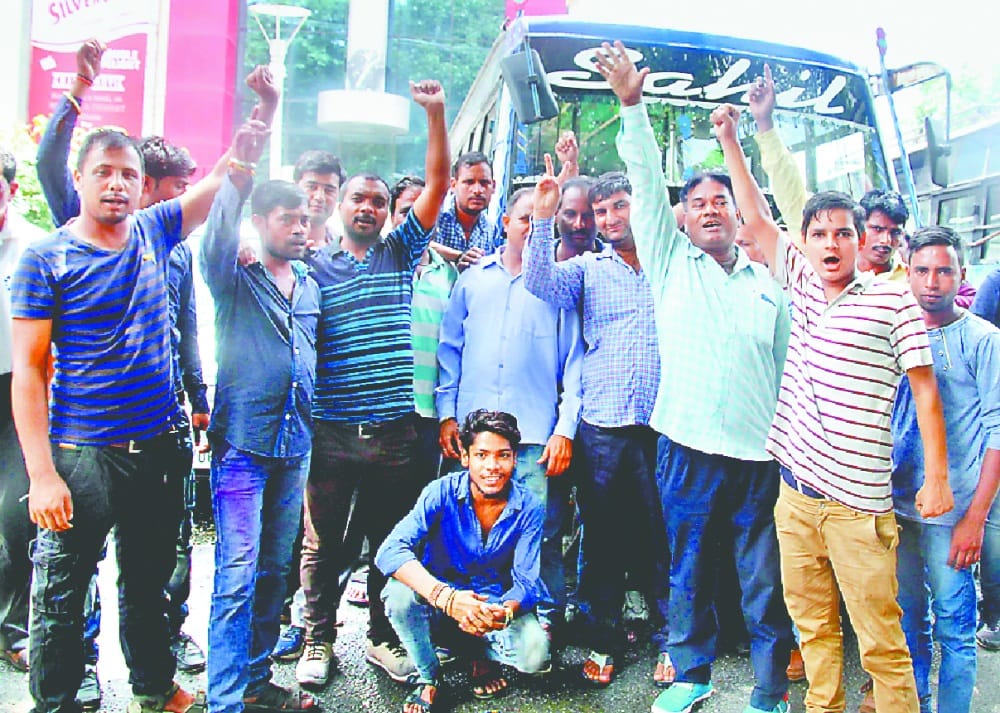 city bus drivers protest in dehradun