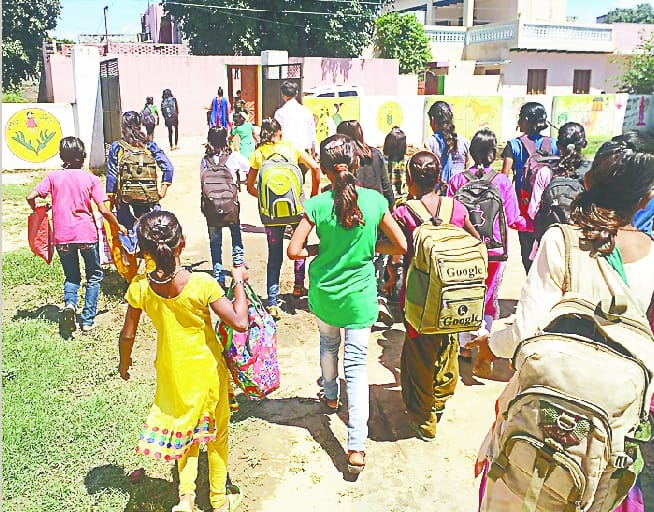 Girls leave school
