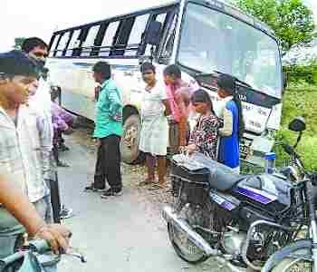 Two people injured in bus collision