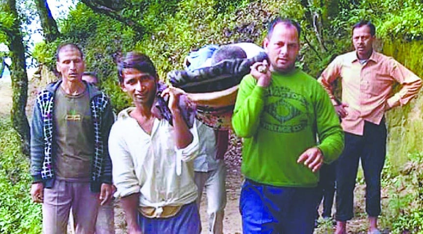Bring the patient six km out of the dolly, save