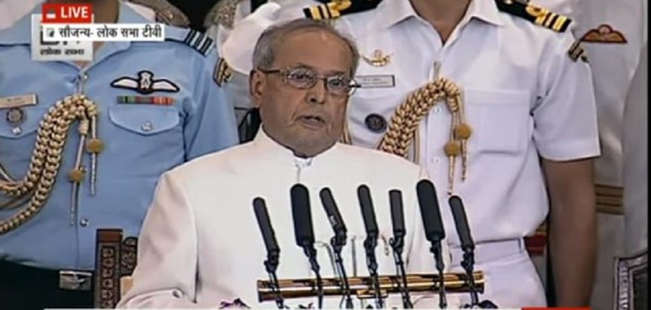 President Pranab Mukherjee's farewell ceremony begins in Parliament present pm modi