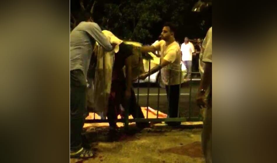 audi hits man and he falls on divider iron grill which goes out of his stomach , death in delhi