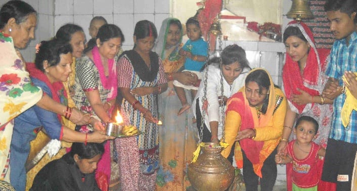 Devotees in temple