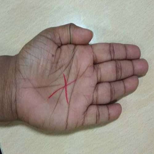 know about x letter, who have on palm of hand