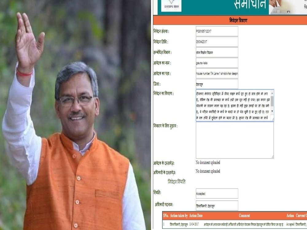 chief minister samadhan website helpline is useless for Complainant