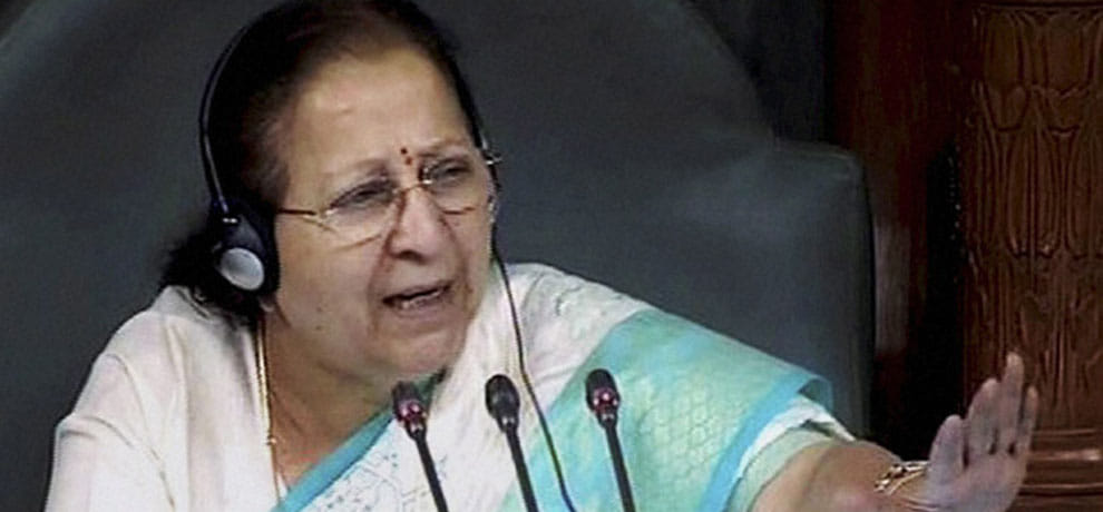 congress MPs threw papers on Loksabha speaker Sumitra Mahajan during monsoon session
