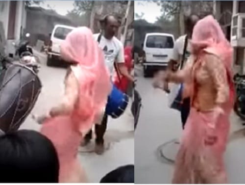 watch this viral video of newly bride dancing on   tunes of dhol in veil 
