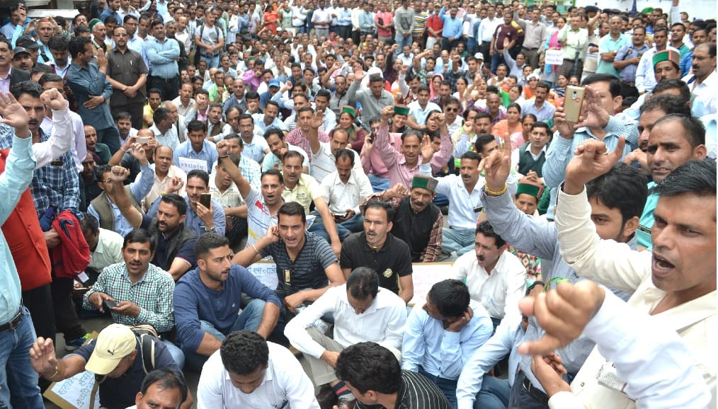 Employees Protest Over Old Pension Issue at Shimla.