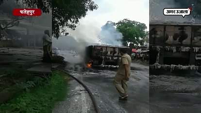 A massive fire in a truck in fatehpur