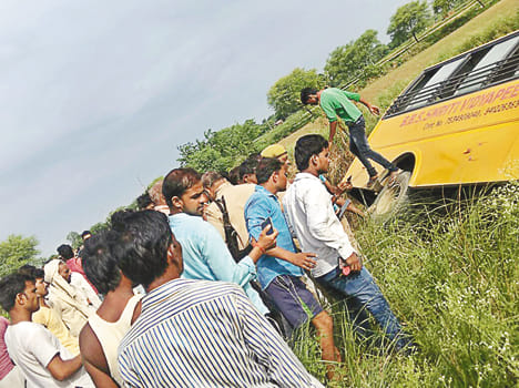 School bus filled with tumble, 12 wounded