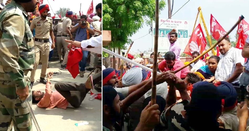CPI Protest outside District secretariat in Moga