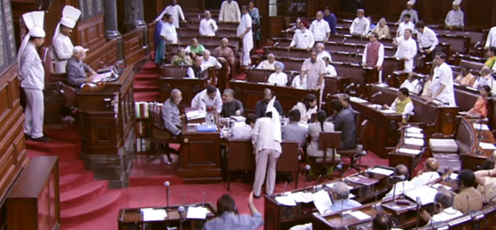 Rajyasabha uproar over President's speech during oath ceremony