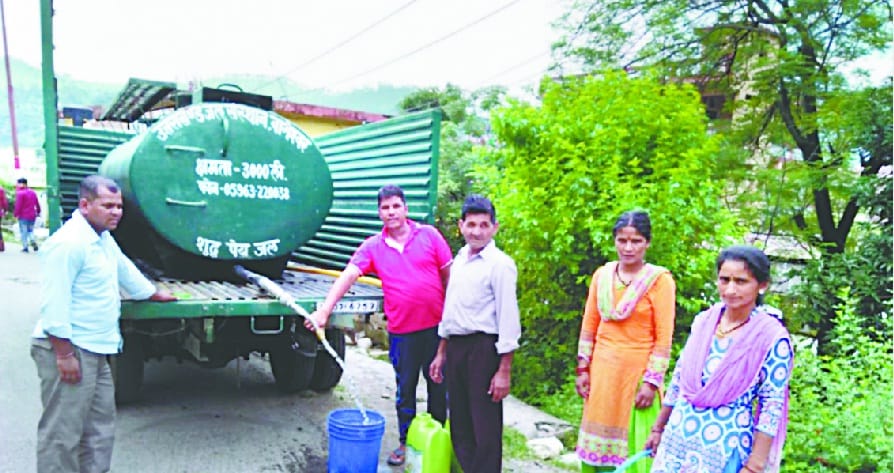 Junkhed drinking water line in the gutter of landslide