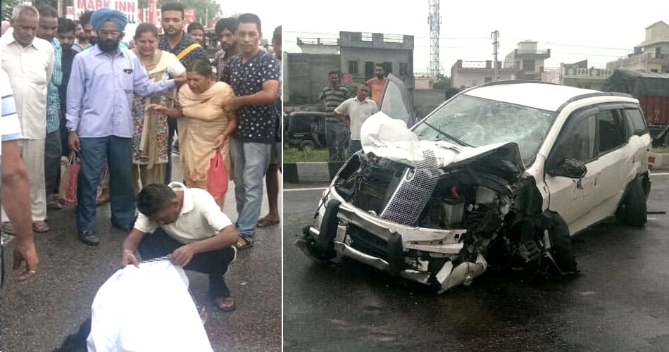 speeding car crushed three people