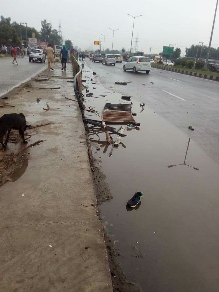 speeding car crushed three people