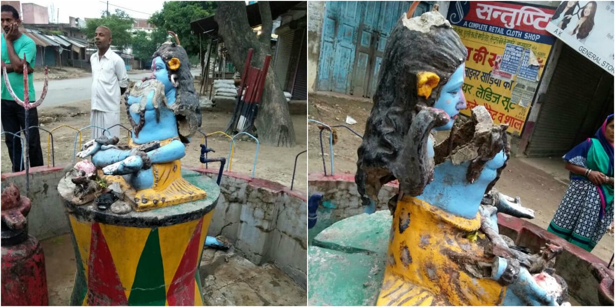 Man broke the statue of Lord Shiva in Azamgarh 