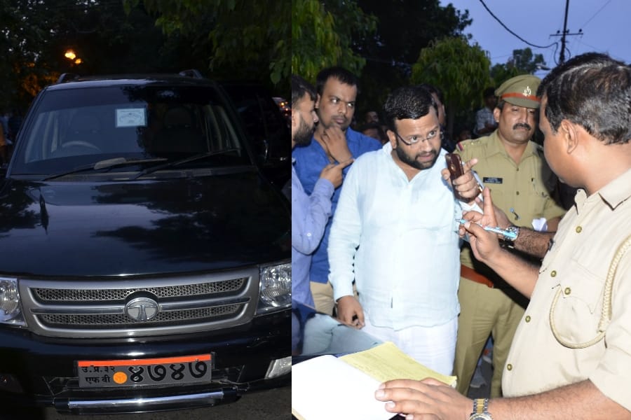  BJP leaders threaten police men in Lucknow.