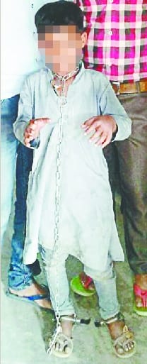 In the madarsa, the child was tied with chains