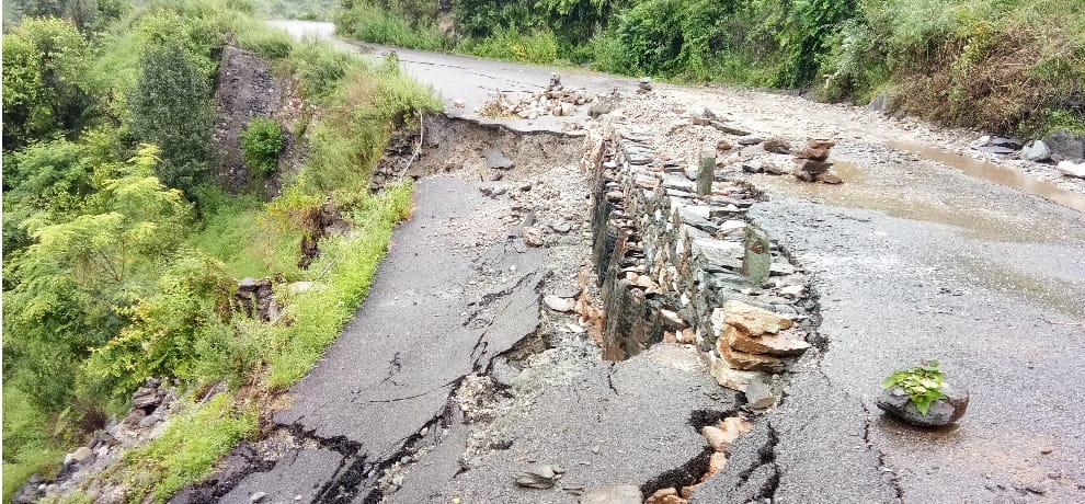 Landslide caused by heavy rains in Himachal