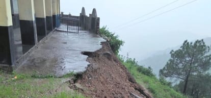 Landslide caused by heavy rains in Himachal