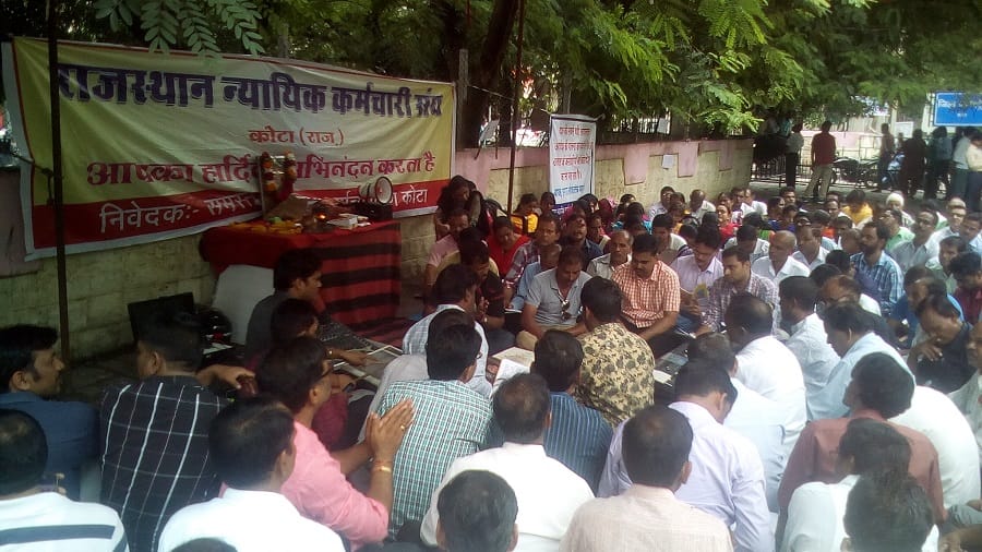 Court employees protest in kota and jaipur